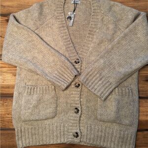 Rumored Taupe Button-Front V-Neck Cardigan